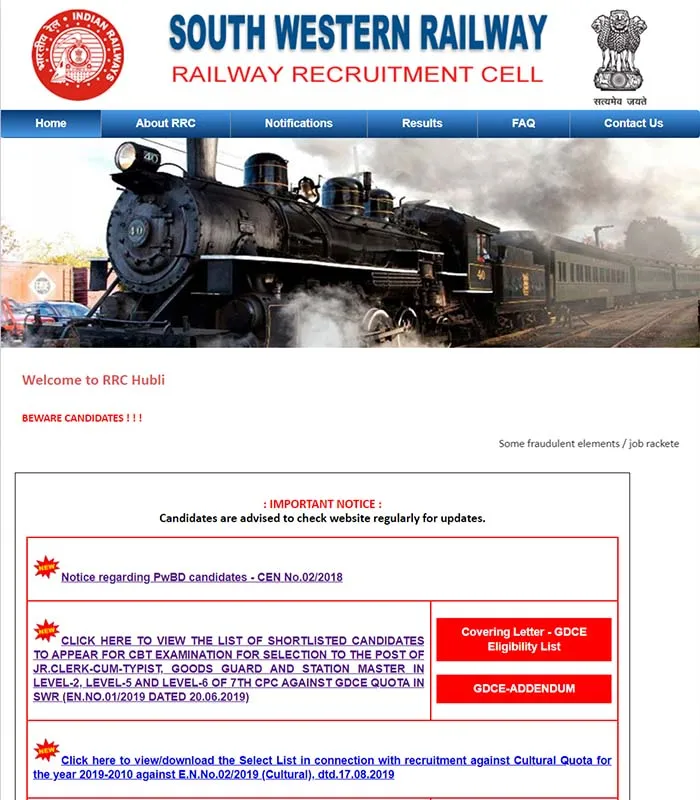 Railway Recruitment Cell Hubli